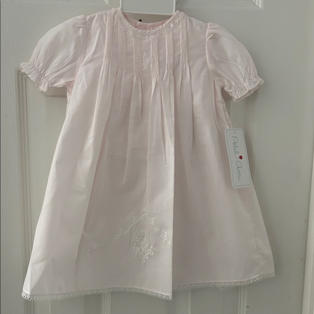 Petit Ami 3M Pale Pink hand embroidered (white) layette daygown church southern